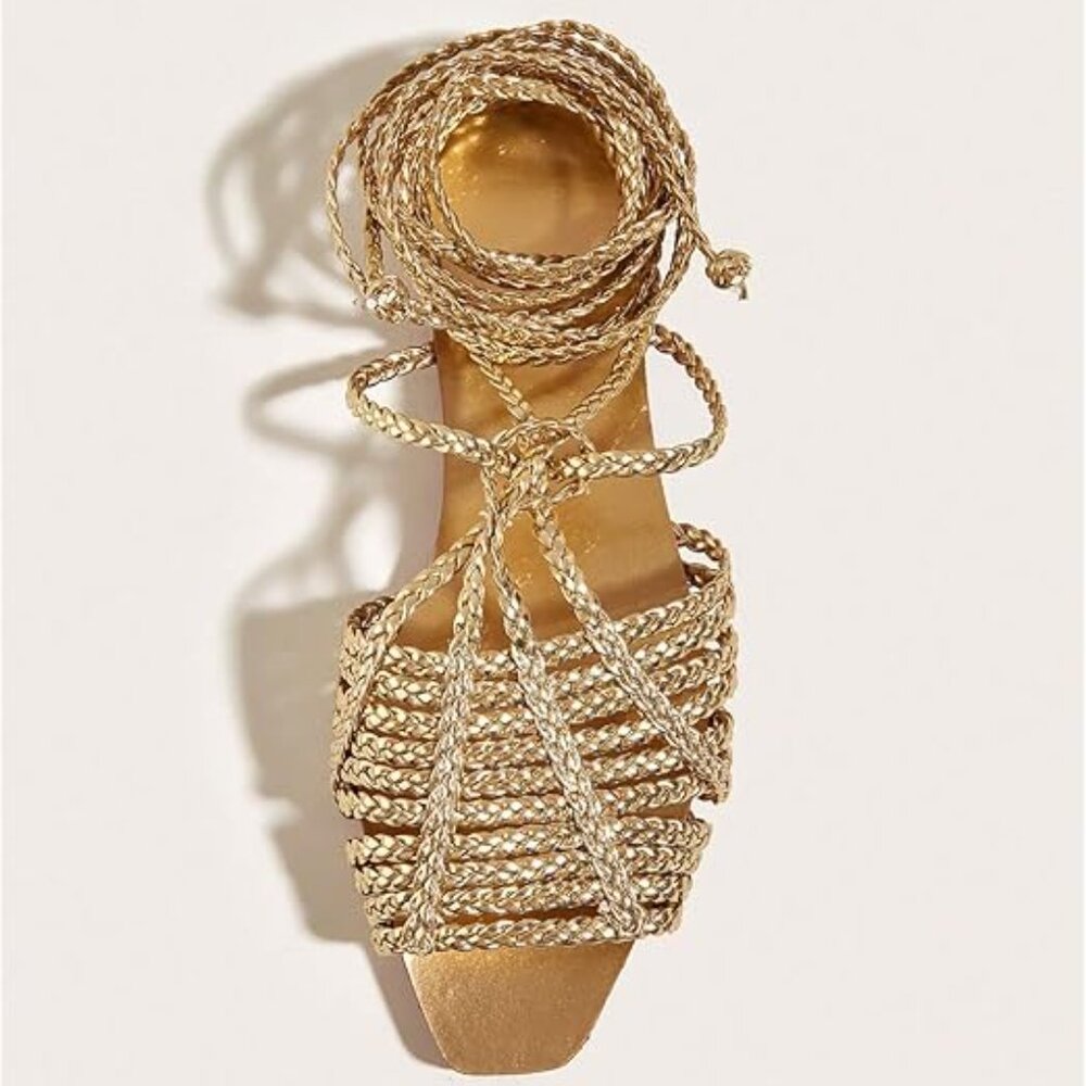 Summer Gold Flat Sandals - Picture 8 of 9